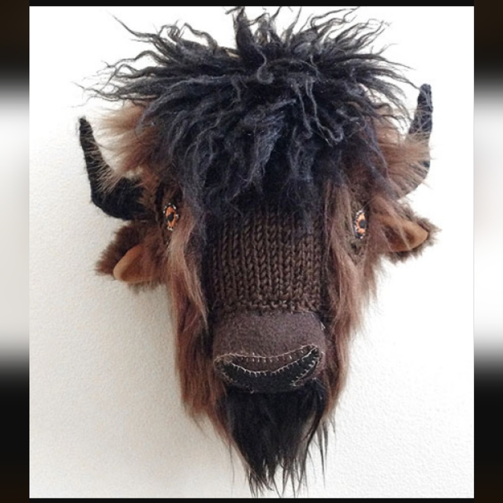 Handmade Buffalo head fauxidermy wall mount